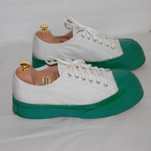43/US9.5 🔥 Marni Green White Canvas lace Sneakers Made In SPAIN - Picture 1 of 13